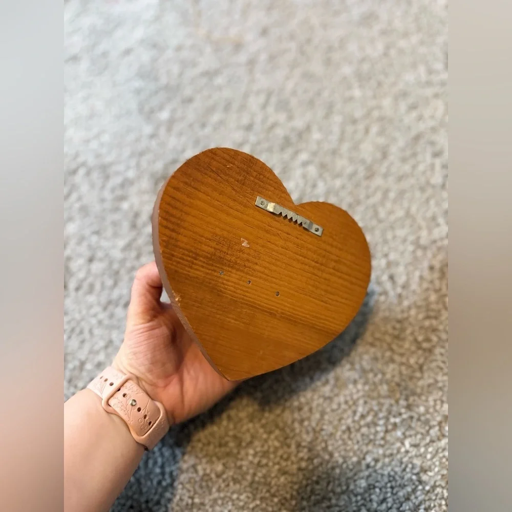 Handmade Vintage Wooden Heart Hanging Shelf with Peg and Hanger EUC